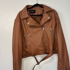 Ambiance Brown Faux Leather Jacket